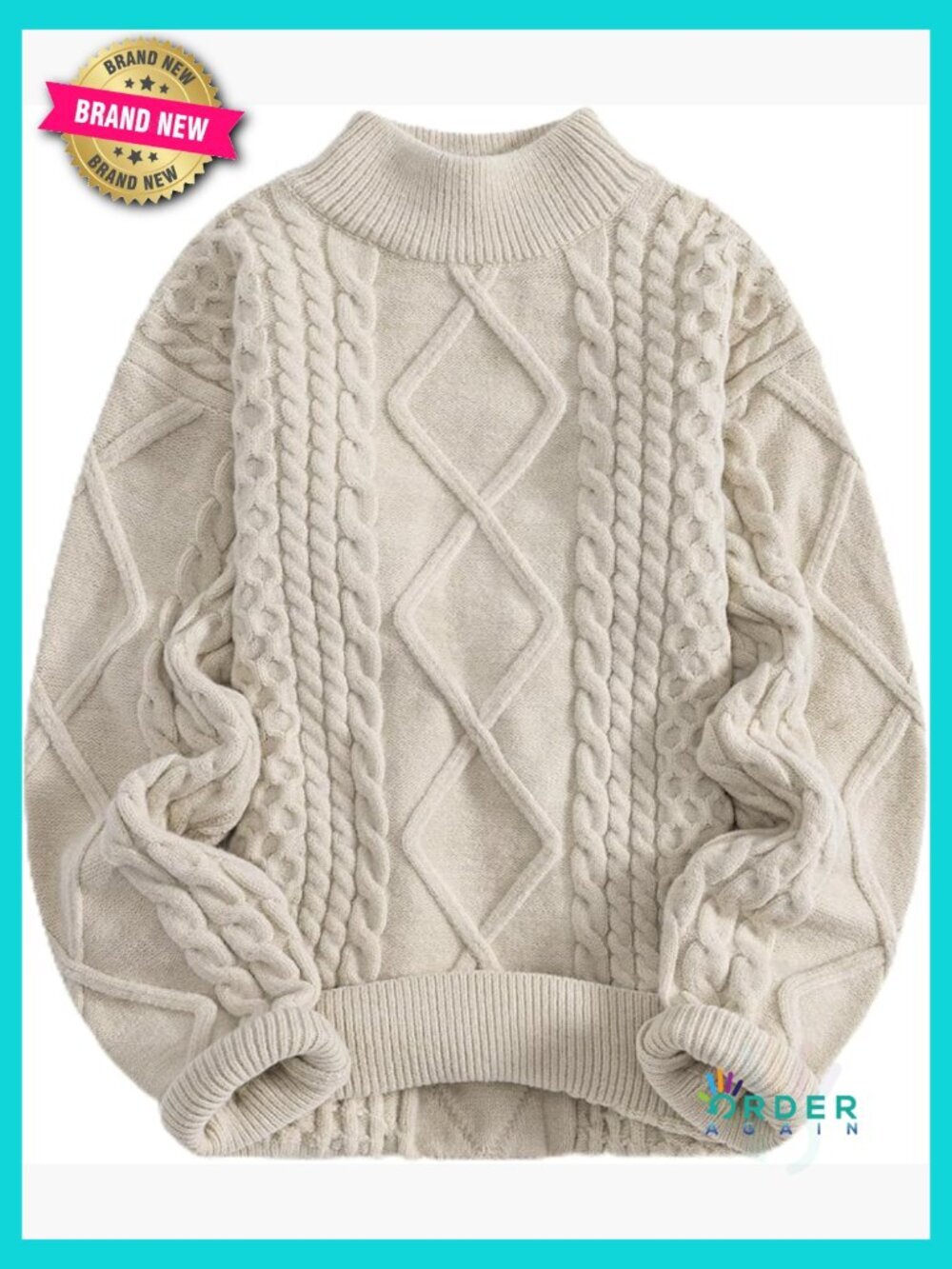 Oversized Knit Pullover Turtleneck Long Sleeve Arctic Velvet Streetwear Sweater